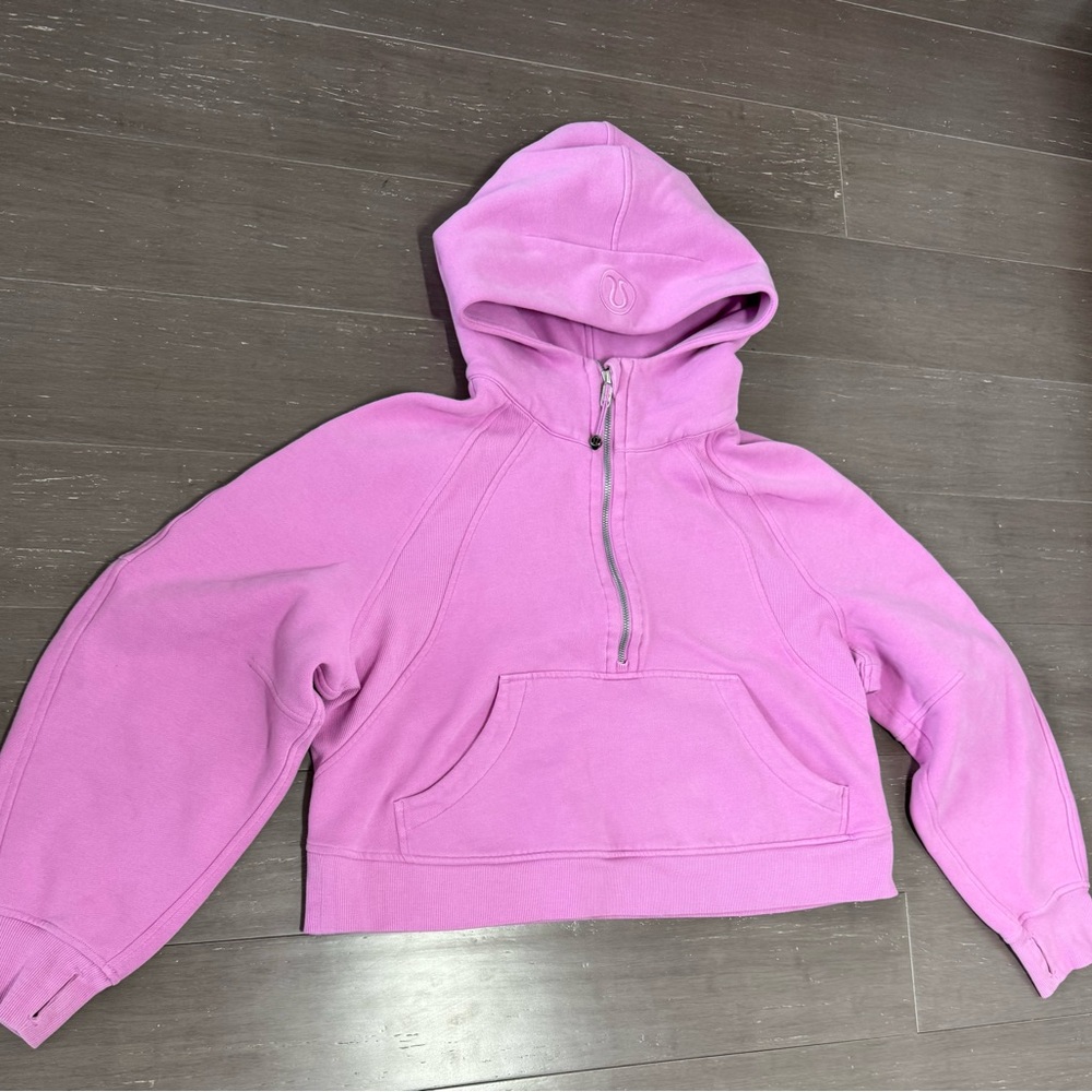lululemon Cropped Pink 3/4 Zip Hoodie Woman’s SZ M/L workout athletic - Picture 14 of 15